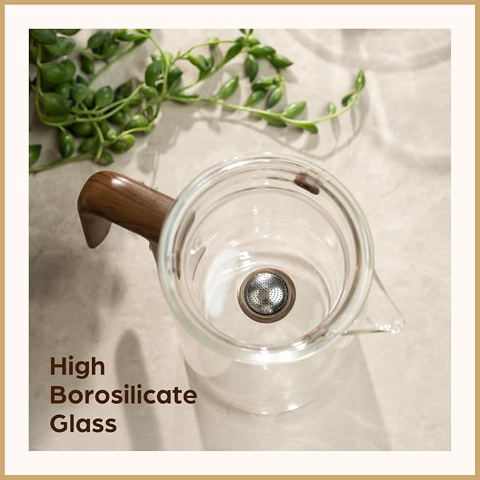 Magic Tea Pot - Modern Glass Infuser Tea pot - Water Separation Enchanted Teapot with Heat-Resistant Handle - Elegant Gift Box & Writable Card - Perfect for Loose Leaf Tea - 1000 ML (34oz)
