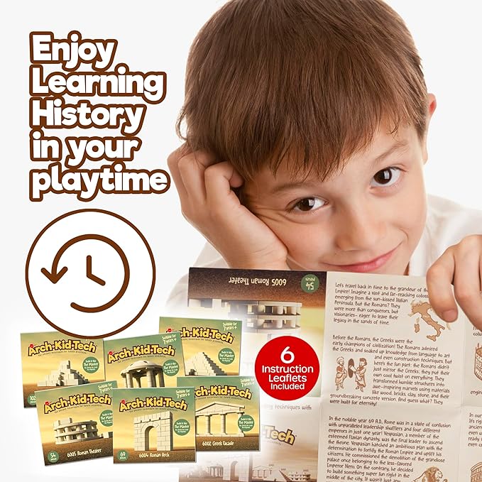 Taksa Toys ArchโขKidโขTechยฎ The Master's Setโ Architectural Building Blocks Set for Learning History and Ancient Building Techniques
