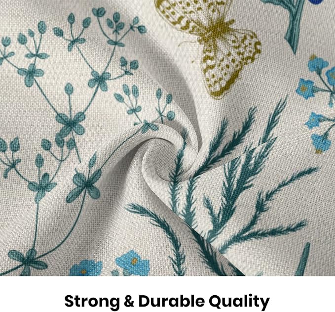 AEIOAE Spring Pillow Covers 20x20 Inch Set of 2,Blue Teal Wild Flower Plant Throw Pillows Case,Seasonal Floral Outdoor Decorative Square Linen Farmhouse Decor Cushion Covers for Home Sofa Bed Couch