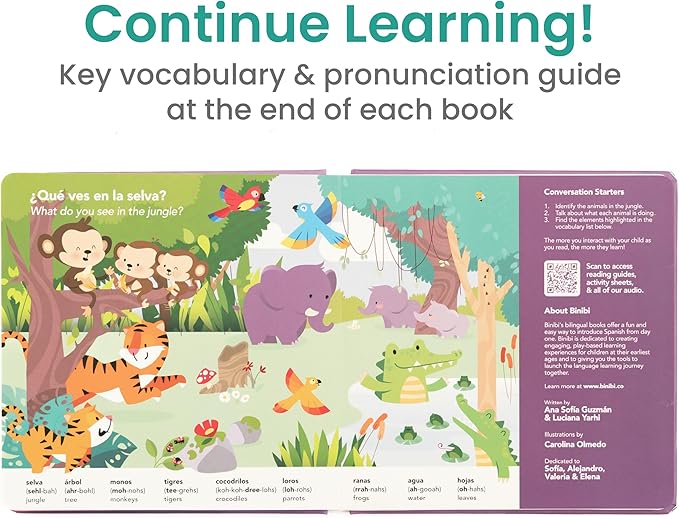 Binibi Spanish Books for Babies & Toddlers 1-3 La Selva Bilingual Sound Book with Jungle Animal Sounds | Bilingual Children's Book | Support Spanish Learning for Kids | Libro en espaรฑol para bebรฉs