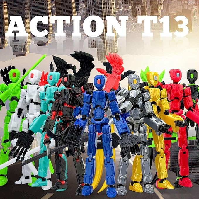 5.5Inch T13 Action Figure Assembly Completed, T13 3D Printed Action Figure Multi-Jointed Movable Robot Set,Collectors Desktop Decorations for Game Lovers Toys (White)