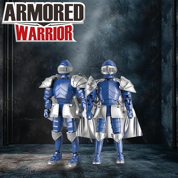 T13 Medieval Knight Action Figure, Knight Action Figures Assembly Required Knight Armor Action Figure Multi-Jointed Movable Medieval Action Figures Medieval Knight T13 Figure for Kids & Adults (Blue)