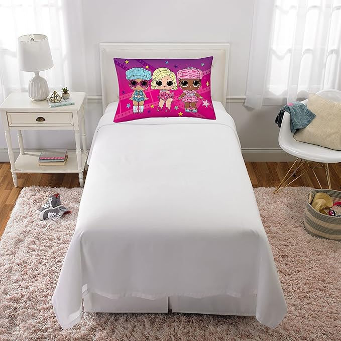 Franco Kids Bedding Super Soft Microfiber Reversible Pillowcase, 20 in x 30 in, LOL Surprise