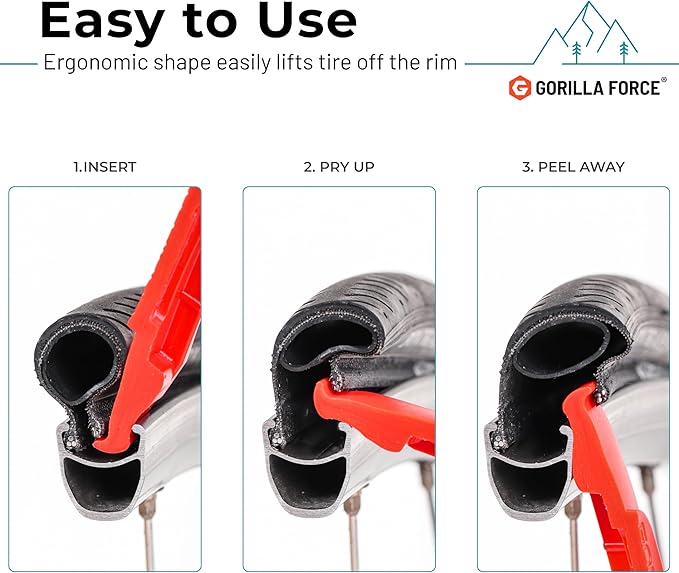 Gorilla Force Ultra Strong Bike Tire Levers | 4 Pack | Lava Red