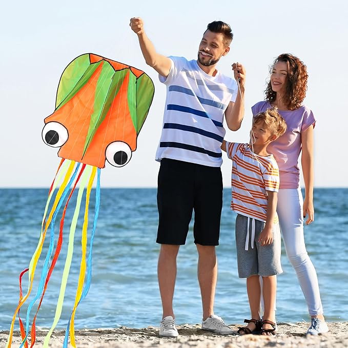 Leitee 6 Pack Large Kite for Kids and Adults Butterfly Kite for Kids Age 4-8-12 Dragonfly Owl Parrot Eagle Goldfish Teens Toy Easy to Fly for Game Beach Outdoor Activities Gifts(Ocean Style)