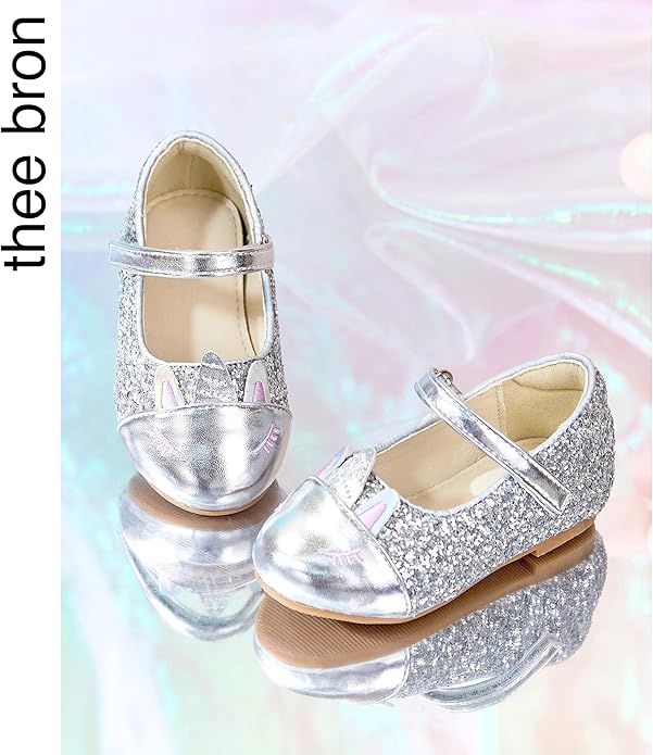 THEE BRON Mary Jane Ballet Flats - Girls' Dress Shoes with Hook & Loop Closure