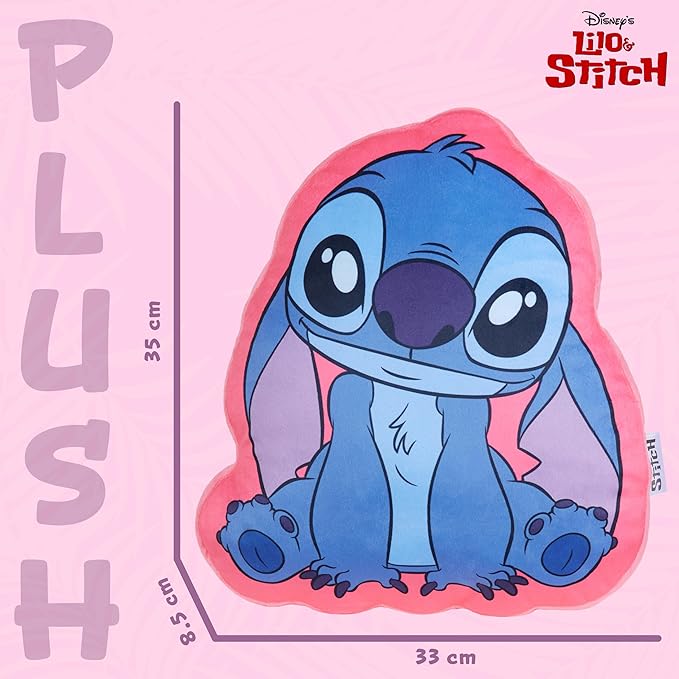 Disney Stitch 3D Plush Cushions for Bed Travel, Cute Cuddle Pillow Stuffed Character Pillow, Bedroom Accessories, Room Decor, Gifts for Kids (Blue/Pink Stitch, L13.77 x W12.99)