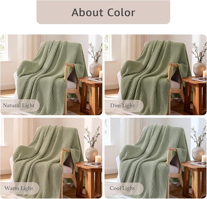 Soft Throw Blanket for Couch-Cozy Reversible Knitted Blankets | Lightweight Warm Fluffy Decor for Women, Mom, Her & Girls, Sofa, Chair, Bed, 50x60in, Pineapple Stitch,Sage Green