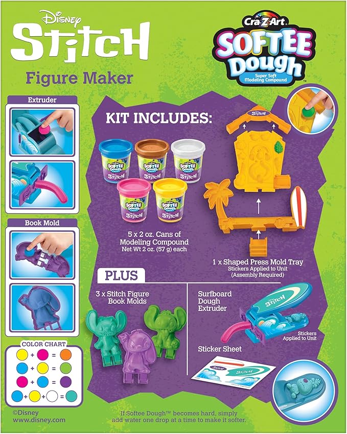 Stitch Softee Dough Making Kit, Stitch Figure Maker Using Softee Dough Modeling Compound, Stitch Arts and Crafts Toy for Girls and Boys 3 and Up