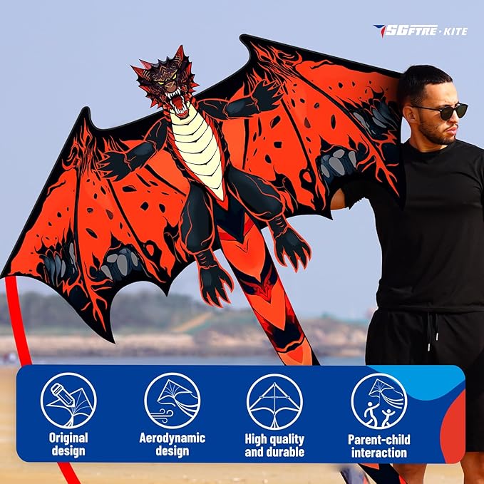 SGftre Complete Kite with Handle, Line & Accessories,Easy to Fly for Kids & Adults, Perfect for Beach, Park, Family Outdoor Activities