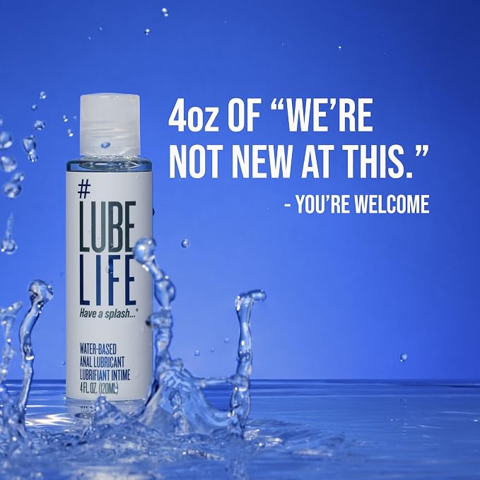LUBELIFE Water-Based Anal Lube for Men, Women & Couples – Personal Lubricant Safe for Toy & Condom Compatible, Water Based Lubricant Gel for Privacy & Intimacy (4 Fl Oz)