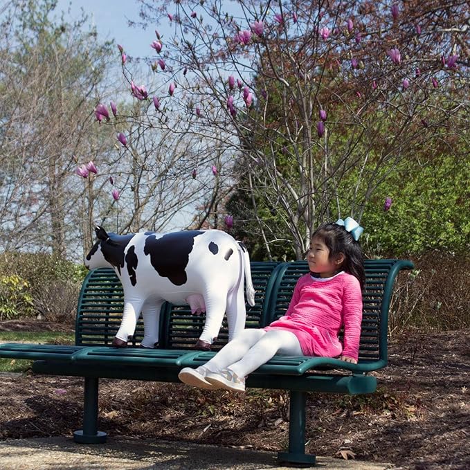 Jet Creations 37" Long Inflatable Cow Toys, Milk White Lifelike Blow-Up Cow Toy Figure for Decoration or Play, Livestock Theme Party, Pool, Birthday, VBS, Photo Prop, Easy to Inflate, 1 pc