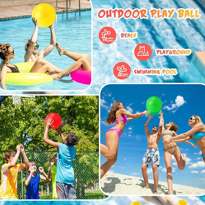 Jerify 12 Pcs Playground Balls Bulk 10 Inch Kickball Bouncy Balls for Kids Inflatable Bouncing Handball for Kids Adults Indoor Outdoor Games Gym Picnic Camp Yoga Exercise