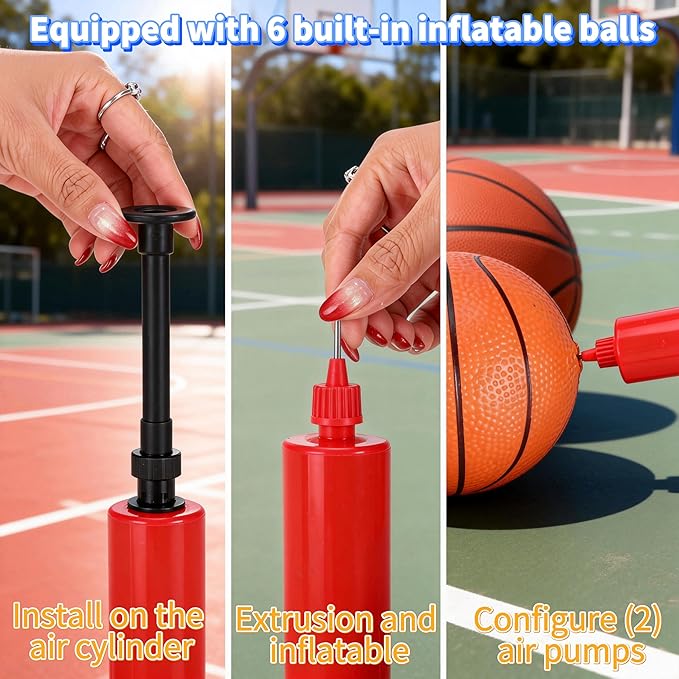 Trampoline Accessories Kit for Kids - 4-in-1 Summer Fun (Basketball Hoop + 72FT Solar Colored Lights + Water Sprinkler+ 3 Grid Shoe Bags)-Fits 8-16ft Trampolines