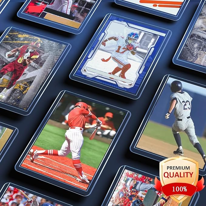 200 Hard Plastic Card Sleeves, Premium Baseball Card Protectors, 3"x 4" Trading Cards Sleeves, Sports Game Cards Holder Top Cases (100 Hard Sleeve + 100 Soft Sleeve)