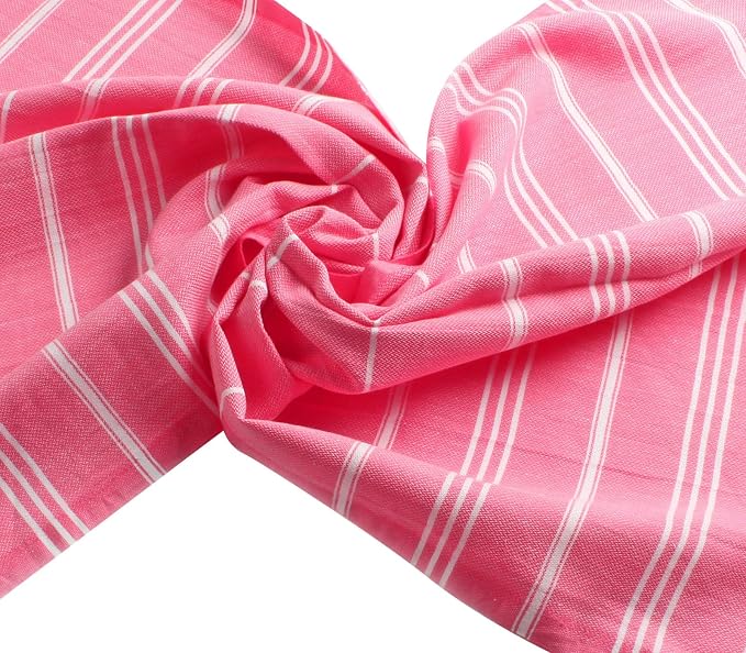 Cacala 100% Turkish Cotton Kitchen Tea Towels, Highly Absorbent Luxury Soft Quick Drying Dish Towel with Hanging Loop for Gym, Yoga, Bath, Sports, Cleaning and Kitchen (23 x 36), Sugar Pink