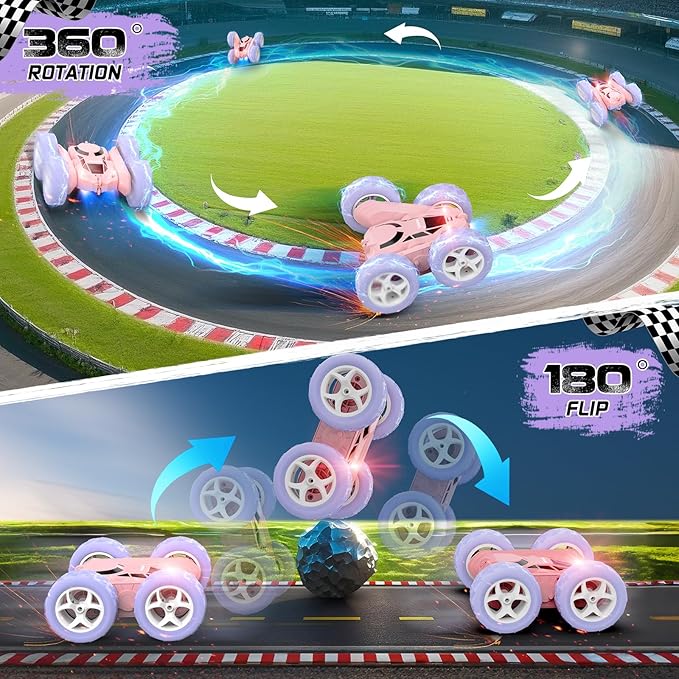 cosone RC Stunt Car Remote Control Cars with Lights Double-Sided Driving Indoor Outdoor Toys Gifts Presents for 6 7 8 9 10 11 12 Year Old Kids Boys Girls