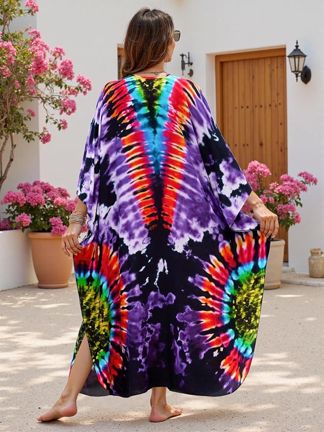 Mumu Dresses for Women Plus Size, Bohemian Kaftan Beach Cover Up Long Maxi Nightgown Soft Loungewear