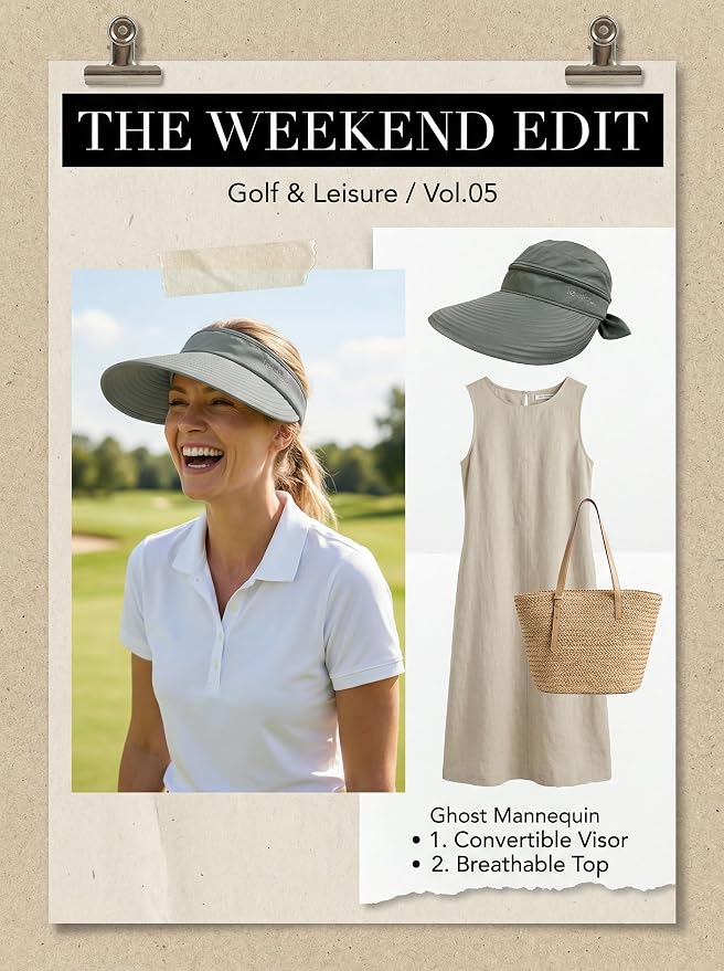 2-in-1 Women’s Sun Visor Sun Hat Zipper Off Ponytail Friendly, Lightweight Quick Dry, Summer UV Protection