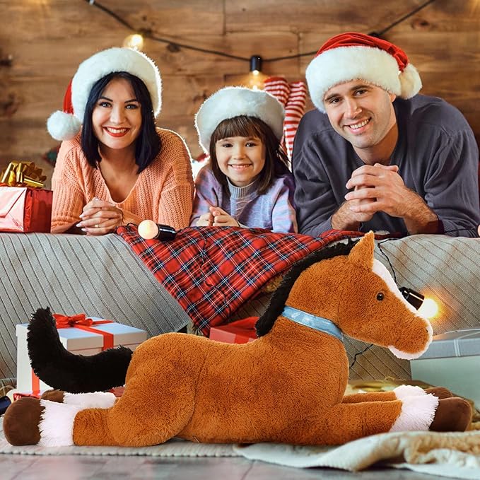 MaoGoLan Large Horse Stuffed Animal for Boy, Big Horse Plush Toy for Girl, Ridable Stuffy Pony for Kid, Stuffed Pony Plush Pillow for Baby Shower, Birthday Gifts or Party Favor, 33 inches, Tan