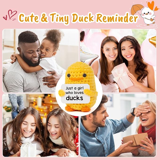 MBL Positive Duck for Girl Gifts - Funny Emotional Uplifting Support Inspirational Knitted Ducks Animal Stuff for Women Duck Lovers Birthday Christmas Stocking Stuffers Xmas Holiday Potato Pickle