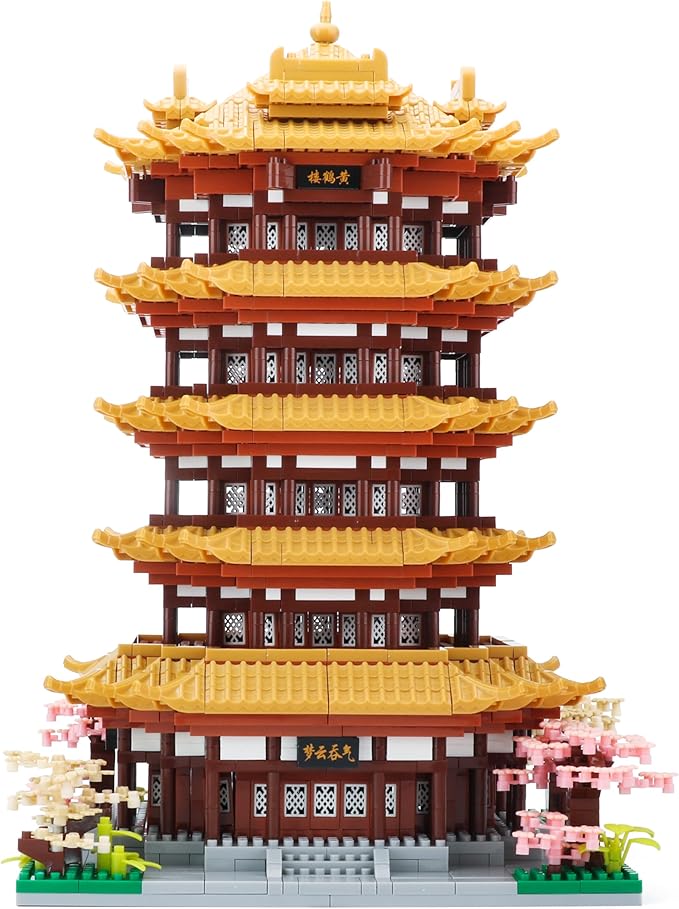 Chinese Ancient Architecture Micro Building Blocks Set Yellow Crane Tower Mini Bricks Model Kit for Toy Present Adults and Kids