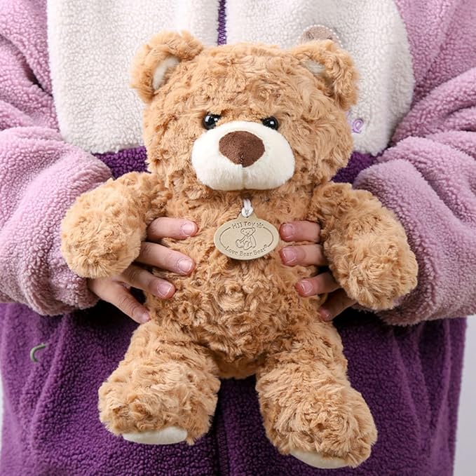 9.8 Inch Soft Teddy Bear Plush Toy, Cuddly Stuffed Animal for Kids & Toddlers, Brown Fluffy Plushie, Gift for Birthday, Valentine's Day, Christmas (Light Brown)