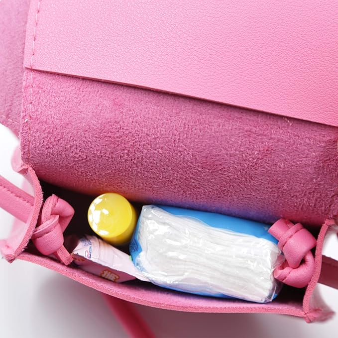 Little Mouse Ear Bow Crossbody Purse,PU Shoulder Handbag for Kids Girls Toddlers(Rose Pink)