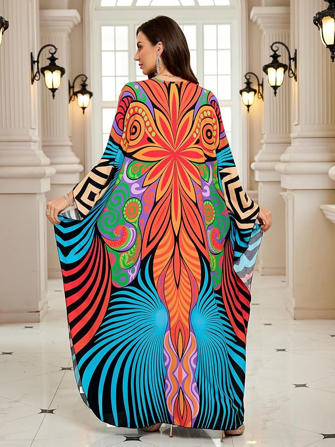Mumu Dresses for Women Plus Size, Bohemian Kaftan Beach Cover Up Long Maxi Nightgown Soft Loungewear
