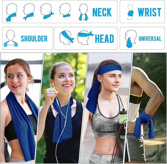 MENOLY 30 Packs Cooling Towels Bulk Cooling Towels for Neck and Face Gym Workout Cooling Neck Rags for Sports Yoga Soft Microfiber Breathable Sweat Rags for Hiking Running Fitness-Dark Blue