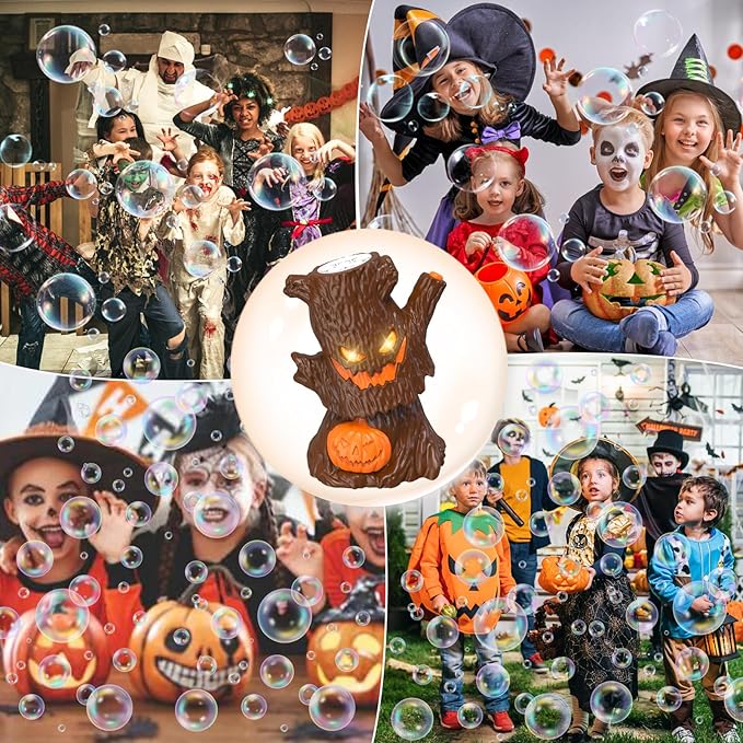 Affordable Halloween Bubble Machine Haunted Stump Bubble Blower USB Rechargeable Wobbly Head Fun Glow Eyes - Halloween Decorations Tree Gifts for Kids Boys Girls,Trick or Treat Party Favors Under $20