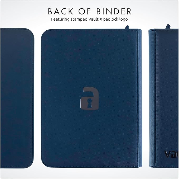 Vault X 4 Pocket Zip Binder, 160 Cards, Exo-Tec Material, 20 Side-Loading Pages (Blue)