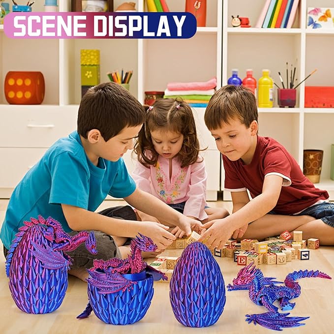 3D Printed Dragon,Flying Mystery Eggs Easter Articulated,3D Printed Crystal with Wings,3D Eggs with Dragon Inside,Adults Fidget Toys for Autism ADHD