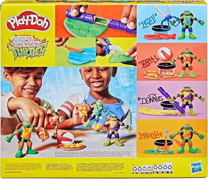 PLAY-DOH Teenage Mutant Ninja Turtles Cowabunga Creations Bendy 4 Inch Action Figures Set, Kids Arts & Crafts, TMNT Toys for Boys & Girls 4+
