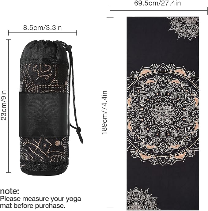 MoKo Yoga Towel, Non Slip Hot Yoga Towel Blanket Printing Pattern Quick Dry with Corner Pocket for Bikram, Pilates, Gym Workout, Outdoor Picnic, Lotus