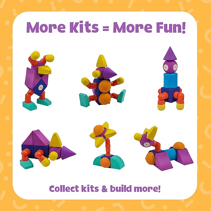Magnetic Foam Building Blocks - 17-Piece Critter Set, Bath Toys for Toddlers, Preschool Toys, Bathtub Toys, Sensory Toys, Blocks for Toddlers 3-5, Engineering Toys for Kids 3-5, Bath Blocks