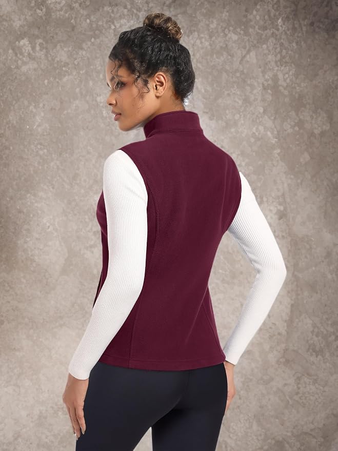 MAGCOMSEN Women's Fleece Vest Outerwear Sleeveless Lightweight Zip Jackets Warm Soft Vests with Zipper Pockets
