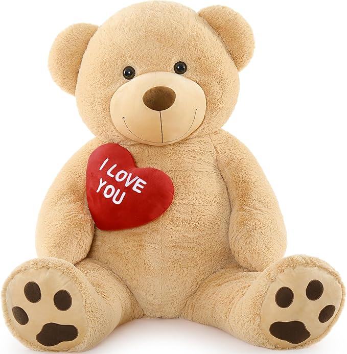 MaoGoLan Giant Teddy Bear - 5 Feet Tall, Red Heart, Brown, Huge Valentine's Teddy Bear for Loved Ones - Anniversary, Birthday