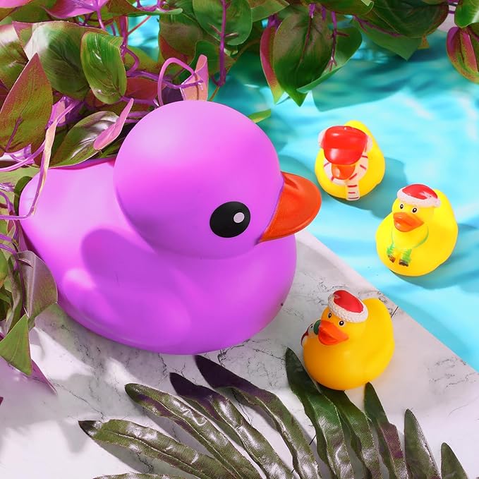 Honoson 6.89 Inch Giant Rubber Duck Big Rubber Duck Large Duckling Bath Toy with Squeaky Sound for Summer Baby Shower Birthday Party Favor Gift(Purple)