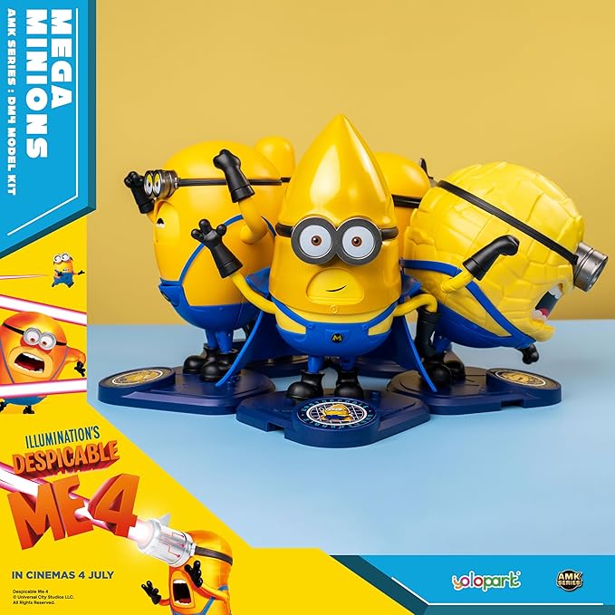 Minions Toy Despicable Me 4 Toys,5.1 Inch Mega Gus Action Figures,6 Interchangeable Expressions and Rotatable Head Minion Model Kits,Gifts for Kids Ages 8 Years & Older