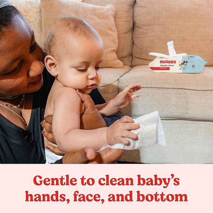 Huggies Simply Clean Unscented Baby Diaper Wipes, 11 Flip-Top Packs (704 Wipes Total), Packaging May Vary