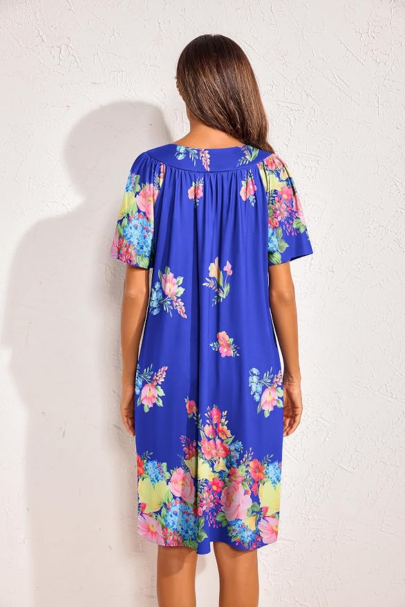 Ekouaer Womens House Dress Floral Print Moo Moos Nightgowns Moomoo Dresses Mumus with Pockets