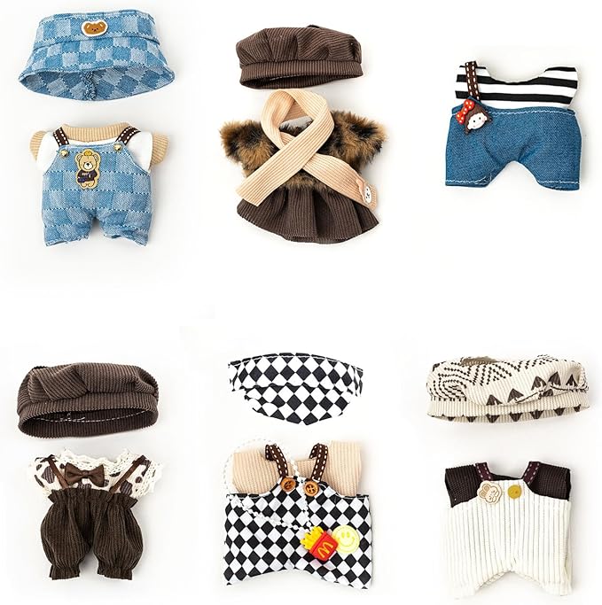 Clothes for 17cm Dolls(NO Doll) Outfit with Accessories Suit Cute Stylish Dress Up Set Striped Cute Outfit