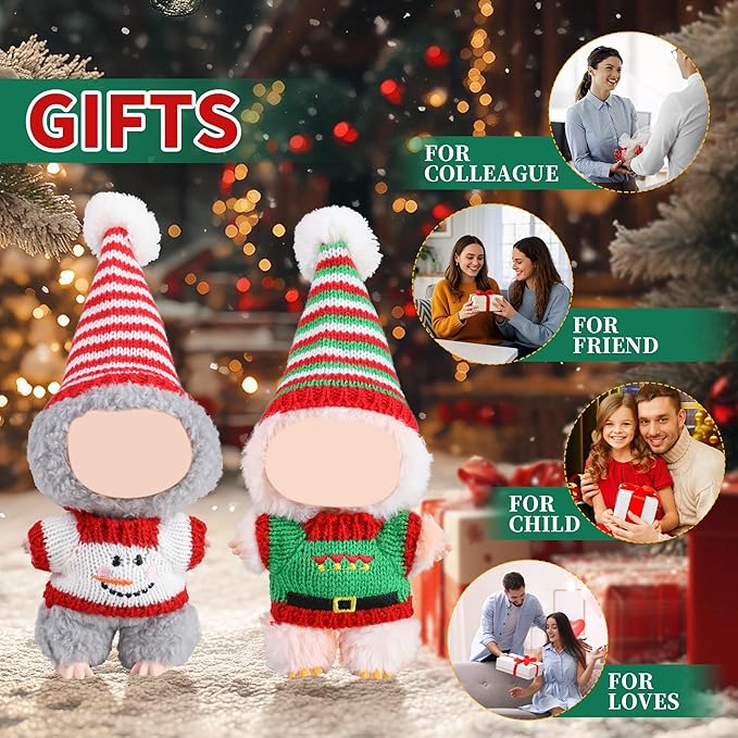 Clothes for Labubu Doll,6.7 Inch Doll Clothing Set - 2 Pieces of Handmade Clothes and Accessories for 17cm Plush Toys - Red and Green Christmas Set