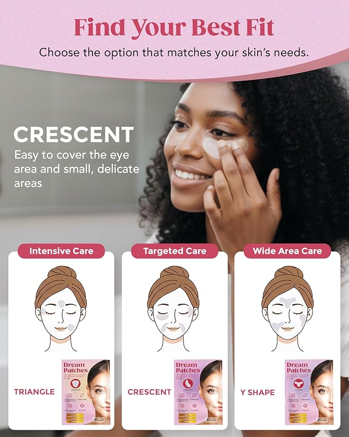 Smile Line Patches & Under Eye Patches for Wrinkles โ Anti Wrinkle Facial Patches, Wrinkle Tape & Face Tape/Dream Patches/CRESCENT- Made in Japan