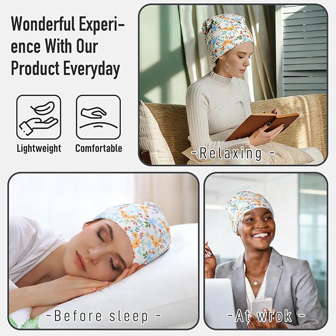 Castor Oil Pack Wrap for Head, Reusable Castor Oil Pack Wrap Organic Cotton for Women Sleeping,Castor Oil Pack Kit for Thinning, Balding, Dry and Damaged Hair M(Oil Not Included) M