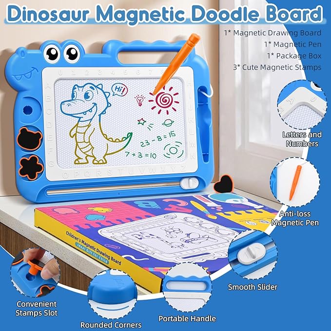 AiTuiTui Magnetic Drawing Board Toddler Toys with Legs for 2 3 Year Old Girls Boys, Sketch Writing Doodle Pad Age 2-4 Travel Games, Educational Learning Kids Toys for Toddlers Birthday (Blue)