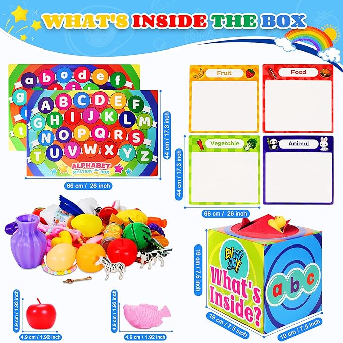 Enjoyjoy Mystery Box - 52 PCS Speech Therapy Materials Alphabet Toys Montessori Sensory, Preschool Learning Sorting Games with Mystery Boxes for Toddlers Ages 3-6, Ideal Christmas Birthday Gifts