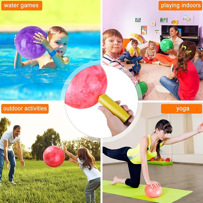 2 Pcs Marbleized Bouncy Balls for Kids Large-Sized Ball Inflatable Rubber Playground Sensory Balls for Beach Pets Indoor Outdoor Kickball Water Balls
