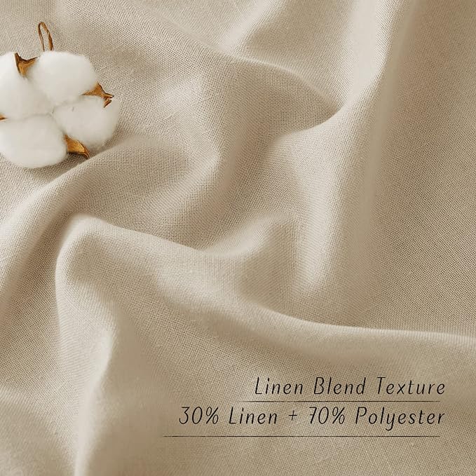 NICETOWN Rustic Linen 144 inch Long Curtains for Living Room, Grommet Privacy Added Thick Linen Weave with Light Filter Window Curtains & Drapes for Bedroom, Angora, W55 x L144, 2 Panels